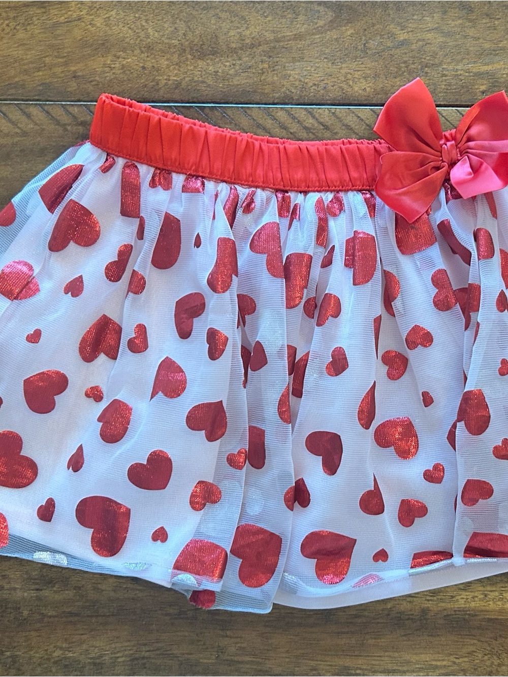 Celebrate It White Tulle Skirt with Red Hearts and Bow